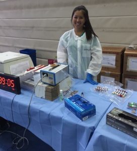Miki, a Red Cross nurse volunteer at a blood drive.