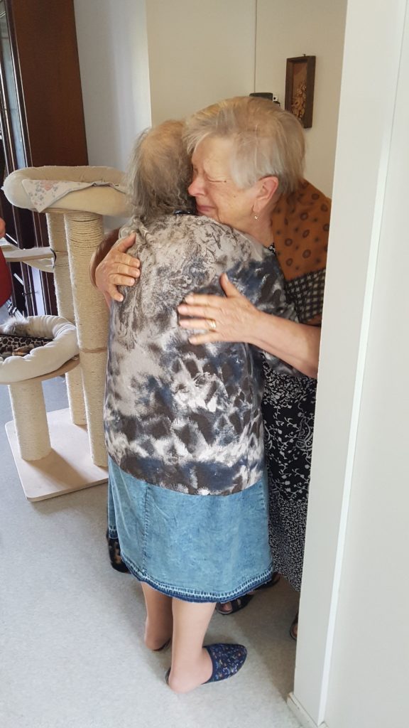 After a separation that lasted more than 70 years, Tamara (right) and her sister, Lidia, embrace during their reunion in Finland.