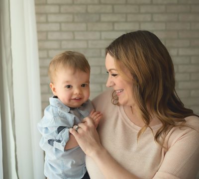 Ali holding her son Finn